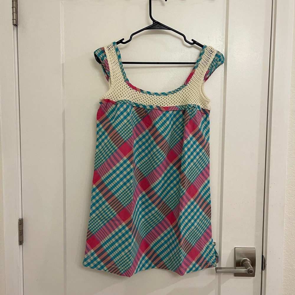 Vintage Volcom Plaid Babydoll Blouse Cottagecore Summer Chic Coquette